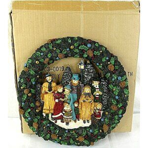 Vintage Christmas Carolers Wreath Wall Hanging 12" Family